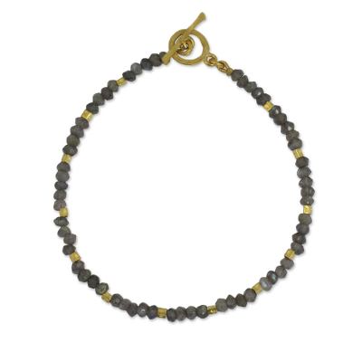 Labradorite and gold plated bead bracelet, 'Simply Delightful' - Fair Trade Labradorite and 24k Gold Plate Bracelet