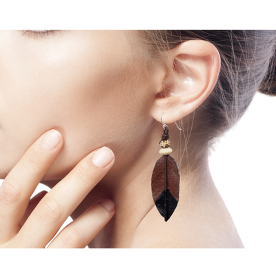 Curated gift set, 'Something Black' - Cotton Bag Leather Earrings and Bracelet Curated Gift Set