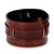 Men's leather wristband bracelet, 'Western Brown' - Hand Tooled Brown Leather Wristband Bracelet for Men