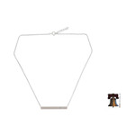 Sterling silver and blue topaz pendant bar necklace, 'Simply Love' - Blue Topaz and Sterling Silver Bar Necklace Thai Jewelry