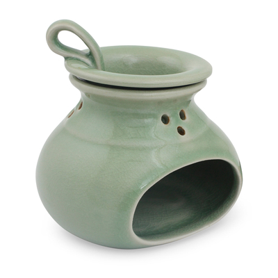 Green Celadon Ceramic Oil Warmer from Thailand