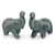 Figuritas de cerámica celadón, (par) - 2 figuras de elefante de la suerte hechas a mano en cerámica azul celadón
