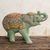 Celadon ceramic figurine, 'Trumpeting Elephant' - Green Celadon Ceramic Elephant Handcrafted in Thailand