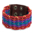 Baumwoll- und Leder-Armband, 'Rainbow Weave'. - Handgefertigtes Baumwollarmband für Frauen in Regenbogenfarben