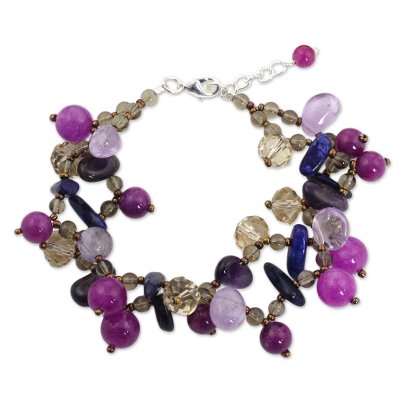 Amethyst and Lapis Lazuli Handmade Bracelet from Thailand