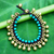 Beaded calcite bracelet, 'Summer Bells' - Handcrafted Turquoise Blue Calcite and Brass Bracelet (image 2) thumbail