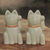 Celadon figurines, 'Lucky Green Cat' (pair) - Lucky Cat Thai Celadon Ceramic Figurines in Green (Pair) thumbail