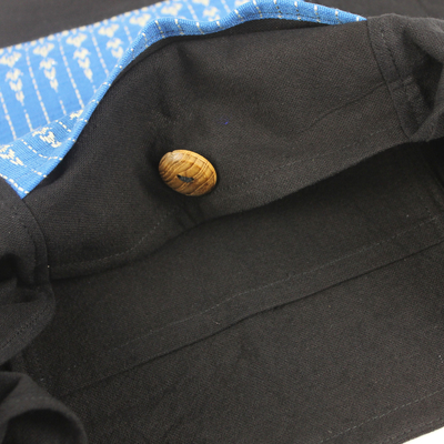 Bolso bandolera de algodón - Cartera artesanal de algodón azul y negro hecha a mano