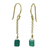 Gold vermeil onyx dangle earrings, 'Living Soul' - Thai Artisan Crafted 24k Gold Vermeil Green Onyx Earrings (image 2a) thumbail