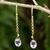 Gold vermeil amethyst dangle earrings, 'Rising Star' - Artisan Crafted 24k Gold Vermeil Amethyst Earrings Thailand