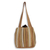 Cotton shoulder bag, 'Orient Tan' - Hand Woven Wool Shoulder Bag with 3 Pockets in Brown and Tan