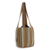 Cotton shoulder bag, 'Orient Tan' - Hand Woven Wool Shoulder Bag with 3 Pockets in Brown and Tan