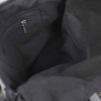 Bolso bandolera de algodón - Bolso de hombro de algodón tejido a mano estilo Ikat oscuro con bolsillos