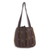 Cotton shoulder bag, 'Oriental Dark Brown' - Ikat Style Hand Woven Cotton Shoulder Bag with Pockets thumbail