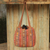 Cotton shoulder bag, 'Oriental Brown' - Pleated Shoulder Bag with 3 Pockets in Hand Woven Cotton (image 2) thumbail