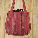 Bolsa de algodón de algodón de estilo Ikat Red Ikat con bolsillos, 'Orient Red'