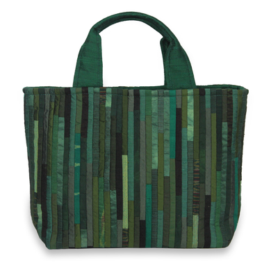 Hand Woven Silk Hill Tribe Tote Bag in Green