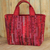 Silk tote bag, 'Exotic Red' - Red Hill Tribe Silk Patterned Tote Bag with Inner Pockets (image 2) thumbail