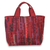 Silk tote bag, 'Exotic Red' - Red Hill Tribe Silk Patterned Tote Bag with Inner Pockets thumbail