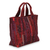 Silk tote bag, 'Exotic Red' - Red Hill Tribe Silk Patterned Tote Bag with Inner Pockets (image 2b) thumbail