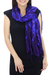 Silk scarf, 'Indigo Dance' - Blue Purple Tie-dye Silk Scarf Crafted by Hand in Thailand thumbail