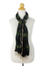 Silk scarf, 'Forest Mystique' - Green Crinkled Silk Scarf with Tie Dye Patterns