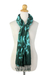 Silk scarf, 'Emerald Dance' - Thai Hand Crafted Green and Blue Silk Tie Dye Scarf (image 2) thumbail