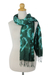 Silk scarf, 'Emerald Dance' - Thai Hand Crafted Green and Blue Silk Tie Dye Scarf