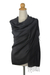 Rayon and silk blend shawl, 'Subtle Elegance in Black' - Rayon and Silk Blend Shawl in Black Floral Damask