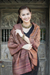 Silk and cotton blend batik shawl, 'Romance in Tan' - Artisan Crafted Tan Striped Batik Shawl from Thailand