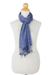 Raw silk scarf, 'Essential Blue' - Medium Blue Woven All-Silk Scarf Handmade by Thai Artisan thumbail