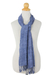 Raw silk scarf, 'Essential Blue' - Medium Blue Woven All-Silk Scarf Handmade by Thai Artisan (image 2b) thumbail