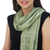 Raw silk scarf, 'Essential Green' - Hand Woven and Hand Dyed Light Green Raw Silk Scarf (image 2b) thumbail