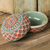 Joyero de cerámica celadón - Colorido joyero redondo de celadón pintado a mano artesanal