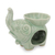 Celadon ceramic oil warmer, 'Time to Relax' - Handmade Light Green Celadon Ceramic Elephant Oil Warmer