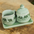 Set de crema y azúcar de cerámica Celadon - Juego de Crema y Azúcar Elefante en Cerámica Verde Celadon