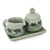 Celadon ceramic cream and sugar set, 'Elephants on Parade' - Elephant Cream and Sugar Set in Green Celadon Ceramic