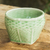 Jarrón de cerámica Celadon, (pequeño) - Jarrón de cerámica verde celadón con forma de cesta (pequeño)