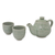 Celadon ceramic tea set, 'Elephant Family' (set for 2) - Light Green Ceramic Tea Set with Elephants (Set for 2)