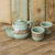 Celadon ceramic tea set, 'Lanna Enchanted' (set for 2) - Artisan Crafted Green and Brown Celadon Tea Set (Set for 2)