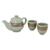 Seladon-Keramik-Teeservice, (Set für 2) - Kunsthandwerklich gefertigtes grünes und braunes Seladon-Teeservice (Set für 2)