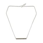 Garnet bar pendant necklace, 'Simple Devotion' - Brushed Sterling Silver and Garnet Pendant Necklace
