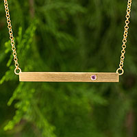 Gold vermeil tourmaline bar necklace, 'Simple Kindness'