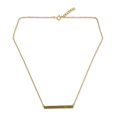 Gold vermeil citrine bar necklace, 'Simple Abundance' - 24k Gold Vermeil and Citrine Modern Bar Necklace