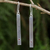 Garnet dangle bar earrings, 'Simple Devotion' - Contemporary Brushed Silver Earrings with Genuine Garnets