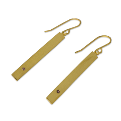 Turmalin-Stabohrringe aus Gold-Vermeil - Zeitgenössische Ohrringe aus rosafarbenem Turmalin und 24-karätigem Gold-Vermeil