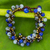 Beaded bracelet, 'Blue Cattlelaya' - Blue Quartz and Brass Clusters on Hand Knotted Bracelet thumbail