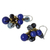 Beaded earrings, 'Blue Cattlelaya' - Blue Quartz and Brass Clusters on Hand Knotted Earrings
