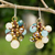 Beaded earrings, 'Azure Cattlelaya' - Yellow and Blue Quartz Beaded Earrings Knotted by Hand thumbail