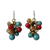Beaded earrings, 'Blue Fire Cattlelaya' - Blue and Red Gemstone Clusters on Hand Knotted Earrings (image 2a) thumbail